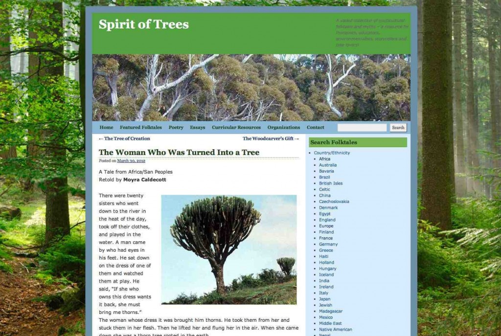 Captura de pantalla de la página web "Spirit of Trees".