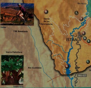 Cartel turístico en Istán con la localización (Nº 8) del Castaño Santo.
